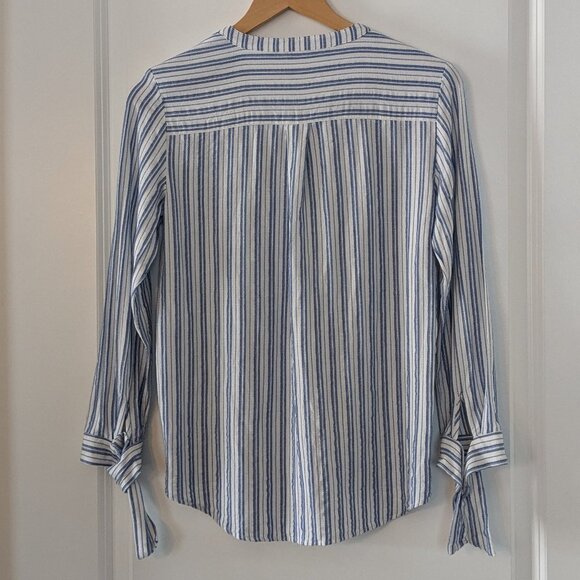 J. Crew Shirt Women's Size XS Blue White Stripes Tie-sleeve Button-up #L2052 - Picture 7 of 16